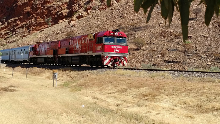 Ghan arriving in Alice